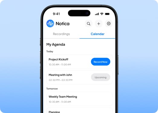 Notica calendar integration — automatically joining Google Meet and Zoom meetings via Google Calendar